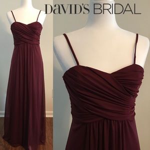 David’s Bridal | Long Mesh Dress w/Ruched Bodice